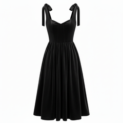 VELVET ANCHORS – Emerald Bow-Shoulder Velvet Midi Dress