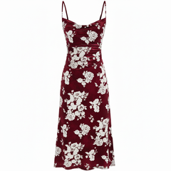 VELVET ANCHORS – Crimson Rose Velvet Slip Midi Dress