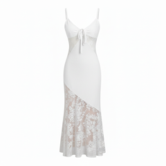 VELVET ANCHORS – Ivory Lace Illusion Mermaid Midi Dres